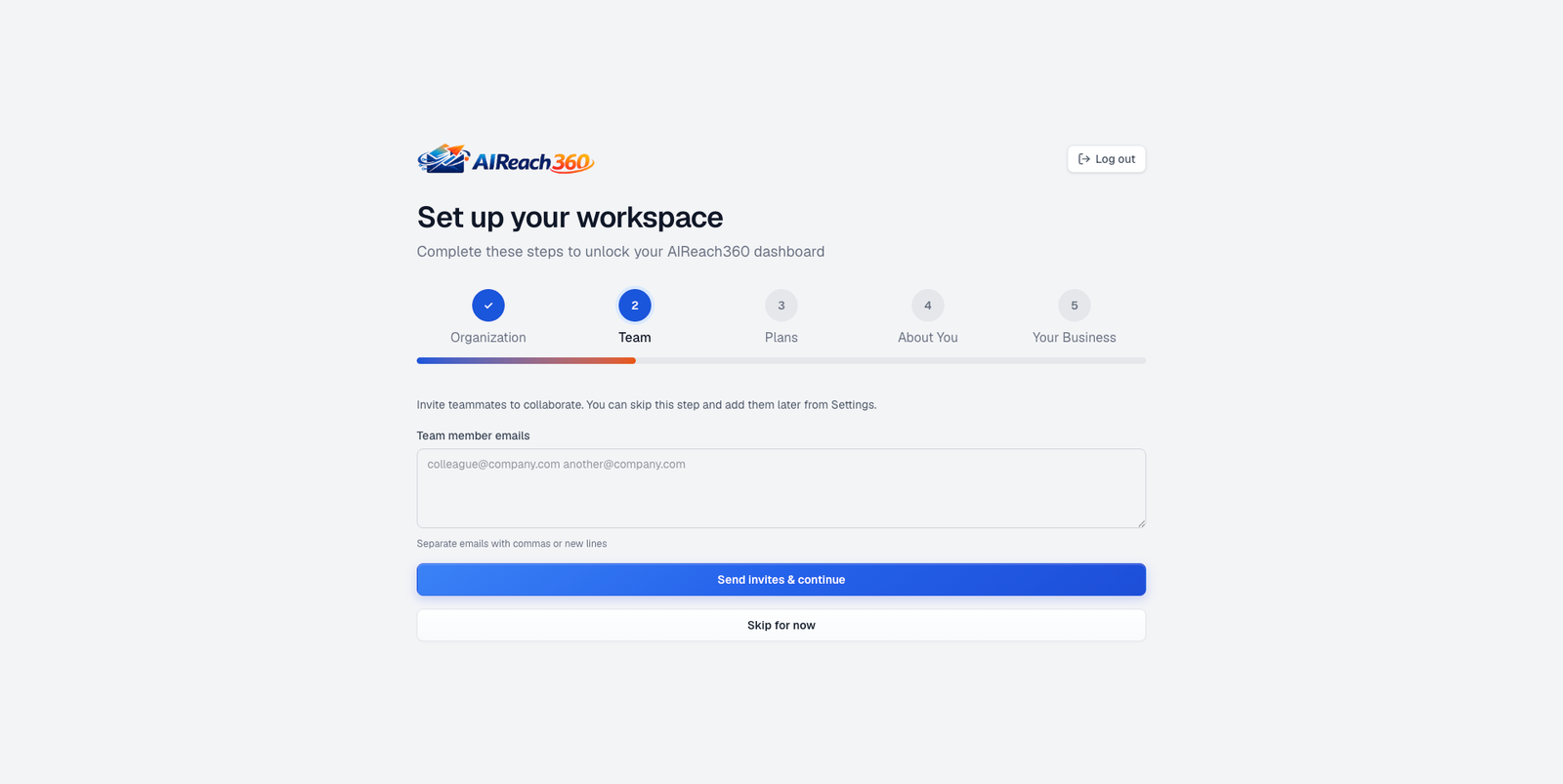Invite team step